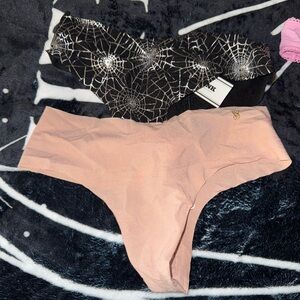Victoria's Secret Black and Pink Spiderweb Panties